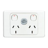 2000 Series, Surge Protected Socket Outlet, 1 Pole, 250V, 10A - White Electric