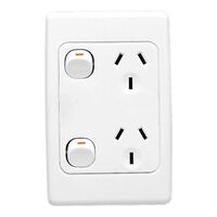 2000 Series, Twin Switch Socket Outlet, 250V, 10A, Vertical, Standard Size - Red