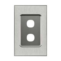 Saturn Series, Switch Grid Plate and Cover, 2 Gang, Vertical/Horizontal Mount - Horizon Silver