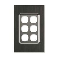Saturn Series, Switch Grid Plate and Cover, 6 Gang, Vertical/Horizontal Mount - Horizon Black