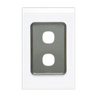 Saturn Series, Switch Grid Plate and Cover, 2 Gang, Vertical/Horizontal Mount - Pure White