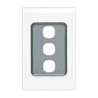 Saturn Series, Switch Grid Plate and Cover, 3 Gang, Vertical/Horizontal Mount - Pure White