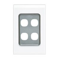 Saturn Series, Switch Grid Plate and Cover, 4 Gang, Vertical/Horizontal Mount - Pure White