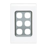 Saturn Series, Switch Grid Plate and Cover, 6 Gang, Vertical/Horizontal Mount - Pure White