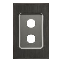 Saturn Series, Switch Grid Plate and Cover, 2 Gang, Vertical/Horizontal Mount - Horizon Black