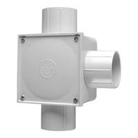 Clipsal - Cable Management, Junction Box, Square, PVC50mm Entries, 3 Way - Grey