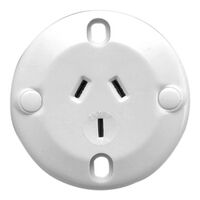 Standard Series, Single Socket Outlet, 250VAC, 10A, 3 PIN, Flush Mount, Suits Round Junction Box - White Electric