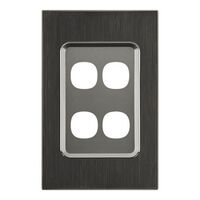 Saturn Series, Switch Grid Plate and Cover, 4 Gang, Vertical/Horizontal Mount - Horizon Black