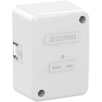 Clipsal - General Accessories, Junction Box, Giant, 45x86x58mm, Clip On Lid, 1 Earth, 3 Active Connector - White Electric