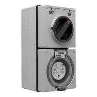 Clipsal - 56 Series, Switched Socket Outlet, 250V, 20A, 3 Round PIN, IP66, 1 Pole - Chemical Grey