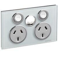 Saturn Series, Twin Switched Socket Outlet, 250V, 10A, Less Extra Switch - Ocean Mist