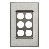 Saturn Series, Switch Grid Plate and Cover, 6 Gang, Vertical/Horizontal Mount - Horizon Silver