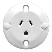 Standard Series, Single Socket Outlet, 250VAC, 10A, 3 PIN, Flush Mount, Round Earth Pin - White Electric