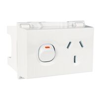 Clipsal - Max 4, Switched Socket outlet, DIN Mounted 1 Gang 10 A 250 V 3 pin 4 module double pole