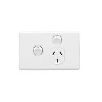Classic C2000 Series, Switch Socket Outlet, Single, 250V, 10A, Removable Extra Switch - Black