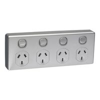 Classic C2000 Series, Quad Switch Socket Outlet, Classic, 250V, 10A, 2 Pole - Red