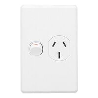 Classic C2000 Series, Single Switch Socket Outlet, Classic, 250V, 15A, Vertical - Black
