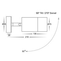 Maxi Tivah 316 Stainless Steel TRI Colour Single Adjustable Wall Pillar Lights