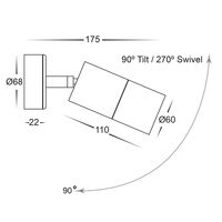 Tivah Solid Brass Graphite Coloured TRI Colour Single Adjustable Wall Pillar Lights