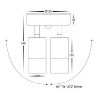 Tivah Aluminium Black TRI Colour Double Adjustable Spot Lights with Sensor
