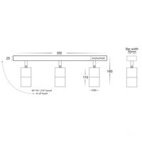 Tivah White 3 Light TRI Colour Bar Light