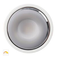 Gleam White with Chrome Insert Fixed Dim to Warm LED Downlight