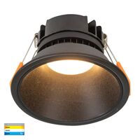 Gleam Black with Black Insert Tri Colour Fixed Deep LED Downlight