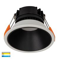 Gleam White with Black Insert Tri Colour Fixed Deep LED Downlight