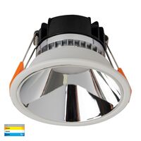 Gleam White with Chrome Insert Tri Colour Fixed Deep LED Downlight