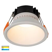 Gleam White with White Insert Tri Colour Fixed Deep LED Downlight