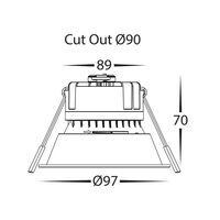 Gleam White with Gold Insert Tri Colour Fixed Deep LED Downlight
