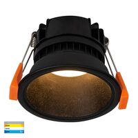 Gleam Black with Black Insert Tri Colour Fixed Deep LED Downlight