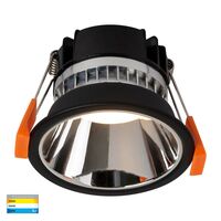 Gleam Black with Chrome Insert Tri Colour Fixed Deep LED Downlight