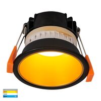 Gleam Black with Gold Insert Tri Colour Fixed Deep LED Downlight