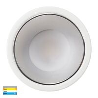 Gleam White with Chrome Insert Tri Colour Fixed Deep LED Downlight
