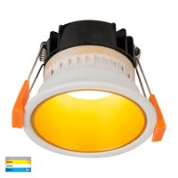 Gleam White with Gold Insert Tri Colour Fixed Deep LED Downlight