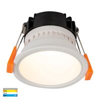 Gleam White with White Insert Tri Colour Fixed Deep LED Downlight