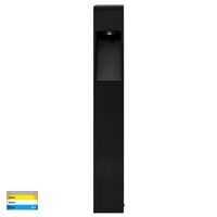 Fedor Square Aluminium Black Tri Colour LED Bollard Light