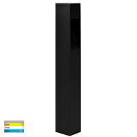 Fedor Square Aluminium Black Tri Colour LED Bollard Light