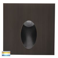 Reces Antique Brass Square TRI Colour Recessed LED Step Light