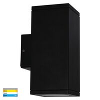 Quadru Square Black TRI Colour Up & Down LED Wall Light