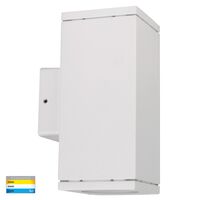 Quadru Square White TRI Colour Up & Down LED Wall Light