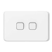 Clipsal Iconic, Flush Switch, Horizontal Mount, 2 Gang, 1-Way/2-Way, 230/240V 10AX - Vivid White