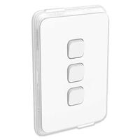Clipsal Iconic, Switch, Vertical 3 Gang, 1/2 Way 10AX,230/240V, IP44 - Vivid White