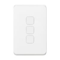Clipsal Iconic, Gridplate and Skin, 3 Gang, Vertical/Horizontal - Vivid White