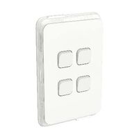 Clipsal Iconic, Switch, Vertical 4 Gang, 1/2 Way 10AX,230/240V, IP44 - Vivid White