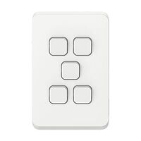 Clipsal Iconic, Switch Plate Skin, 5 Gang, Horizontal/Vertical Mount - Vivid White