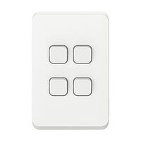 Clipsal Iconic, Switch Plate Skin, 4 Gang, Horizontal/Vertical Mount - Vivid White