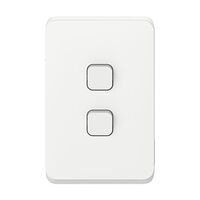 Clipsal Iconic, Switch Plate Skin, 2 Gang, Horizontal/Vertical Mount, Clip-On - Vivid White