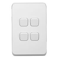 Clipsal Iconic, Switch, 4 Gang, 10AX,230/240V, Bulk Pack 40 - Extra Vivid White